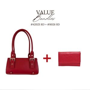 Red Women's Handbag and Wallet Set